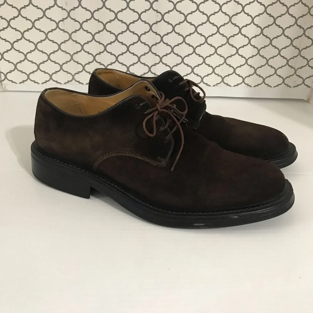Coach made in Italy Men's Brown Suede Plain-Toe Derby Shoes Size 8.5D